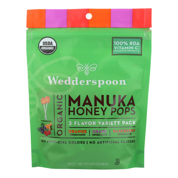 Wedderspoon Organic Makuna Honey Pops  - Case Of 6 - 4.15 Oz