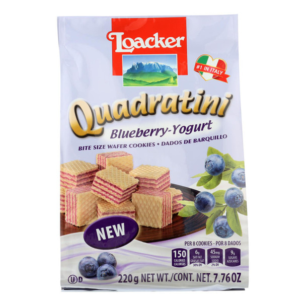 Loacker Quadratini - Wfr Cky Quad Bluebery Yg - Case Of 6 - 7.76 Oz