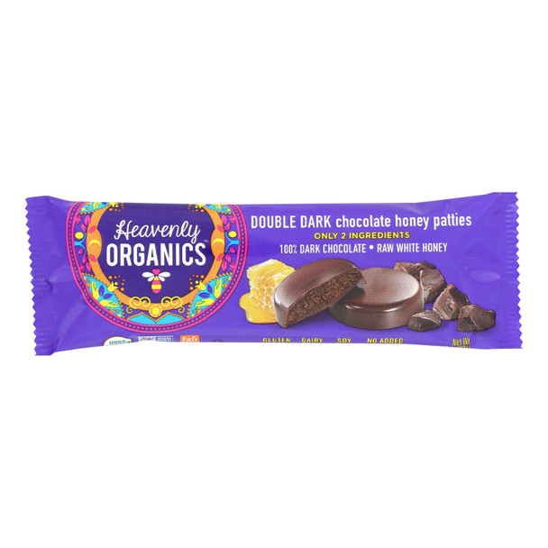 Heavenly Organics Candy Chocolate Honey Patties, Double Dark Chocolate  - Case Of 16 - 1.16 Oz
