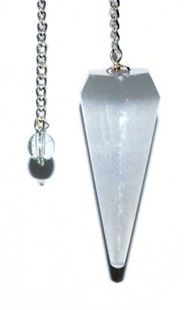 6-sided 7 Chakra Selenite Pendulum