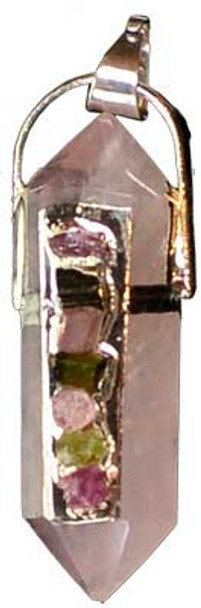 Rose Quartz Double Turmated W/ 7 Tourmalines