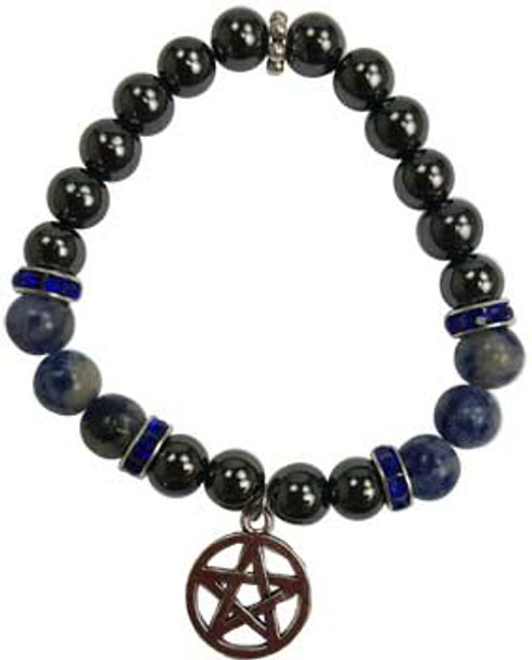 8mm Hematite (man-made)/ Sodalite With Pentagram