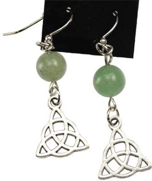 Green Aventurine Triquetra Earrings