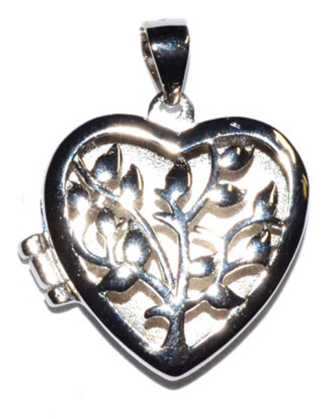 3/4" Tree Heart Locket Sterling Pendant