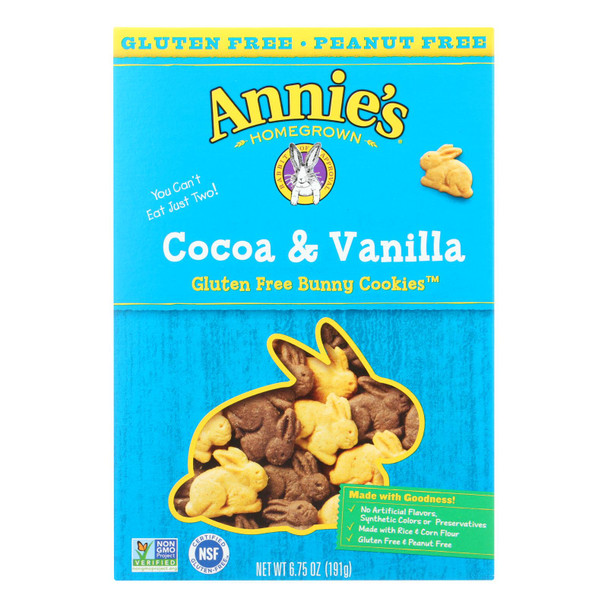 Annie's Homegrown Gluten Free Cocoa And Vanilla Bunny Cookies - Case Of 12 - 6.75 Oz.