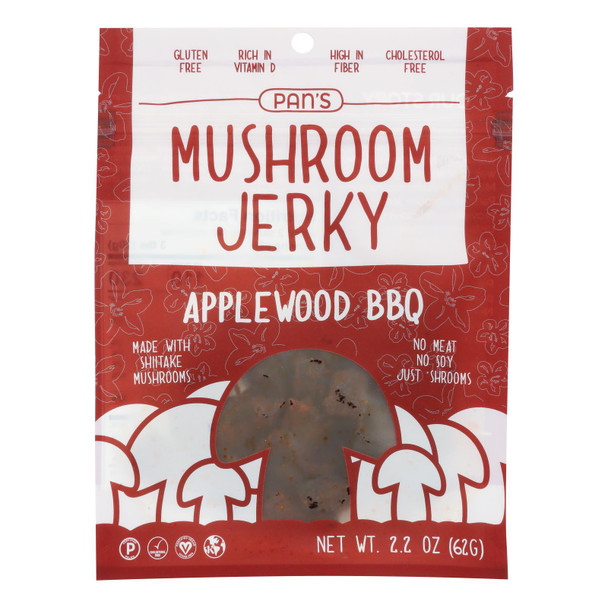Pan's - Mushroom Jerky Applewood Bbq - Case Of 6-2.2 Oz