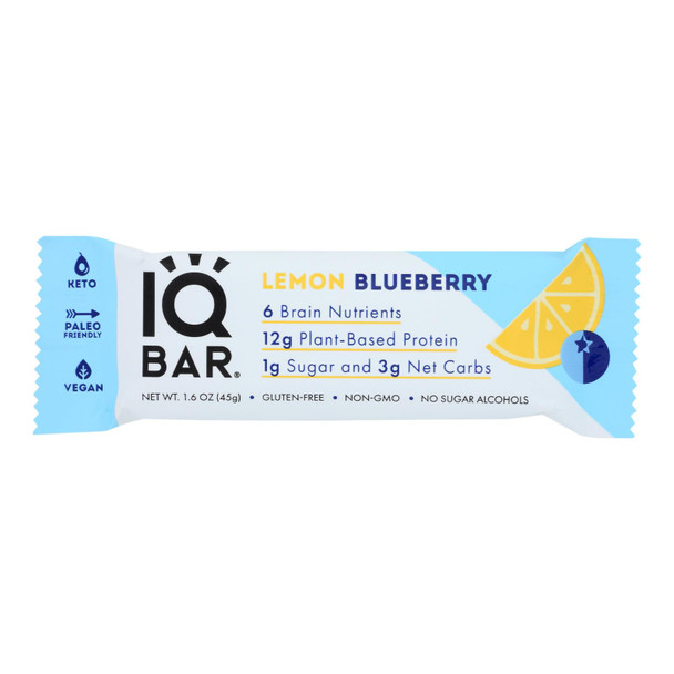 Iq Bar - Bar Lemon Blueberry - Case Of 12 - 1.6 Oz