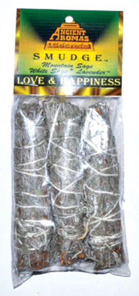 Love & Happiness Smudge Stick 3pk 4"