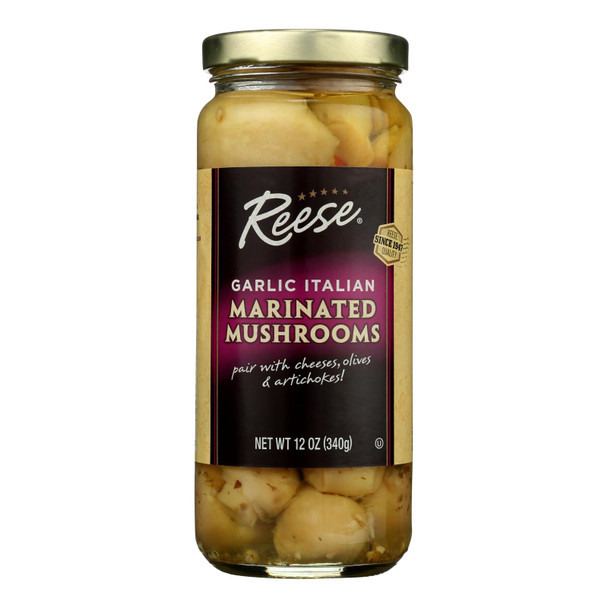 Reese Mushrooms, Garlic Italian Marinated Mushrooms - Case Of 6 - 12 Oz