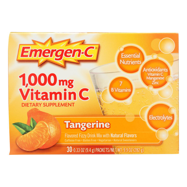 Alacer Emergen-c Vitamin C Fizzy Drink Mix Tangerine - 1000 Mg - 30 Packets