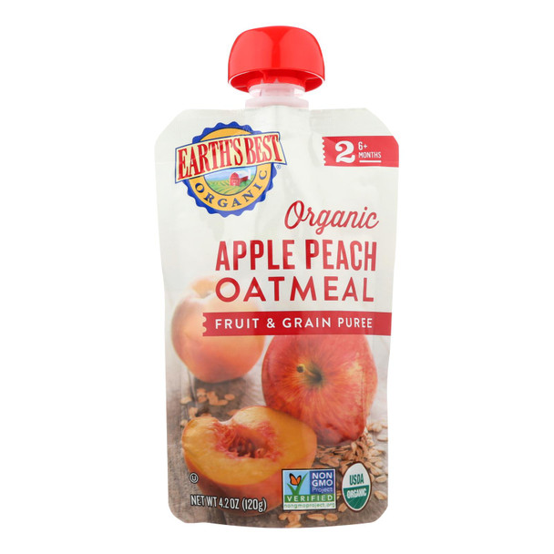 Earth's Best - Pouch Apple Peach Oat - Case Of 12-3.5 Oz
