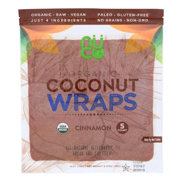 Nuco Cinnamon Organic Coconut Wraps  - Case Of 12 - 2.47 Oz