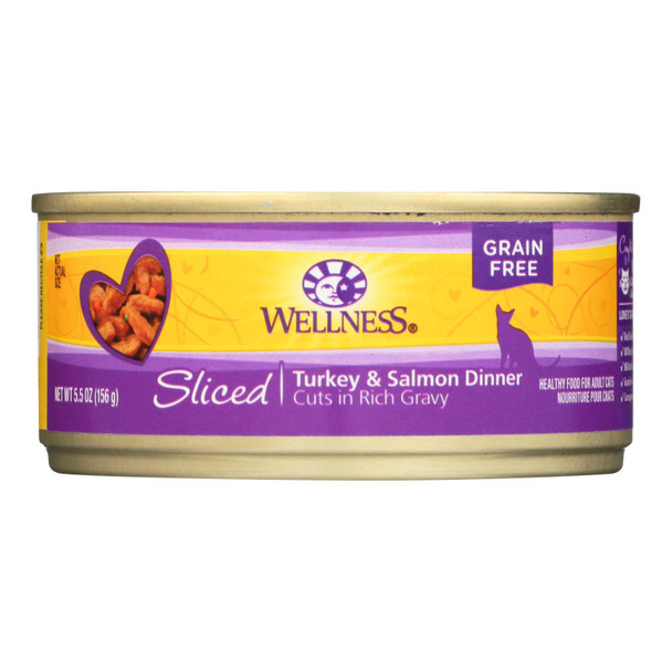 Wellness Pet Products - Cat Can Sliced Turkey & Salmon - Case Of 24-5.5 Oz