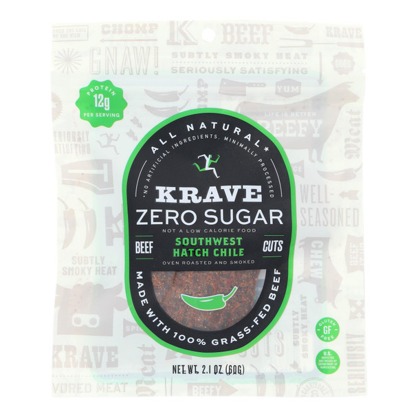 Krave - Beef Jerky Sugar Free Swest Hatch - Case Of 8-2.1 Oz