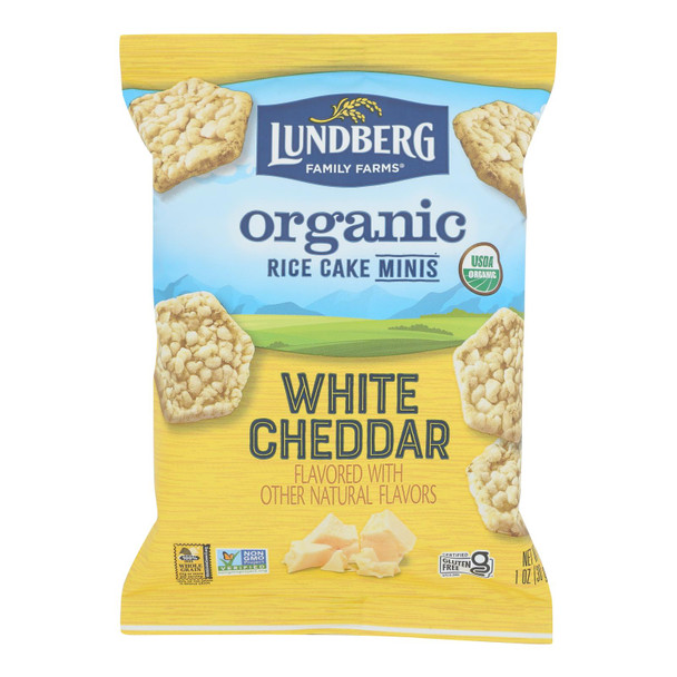 Lundberg Family Farms - Rice Cakes Mini White Cheddar - Case Of 24 - 1 Oz