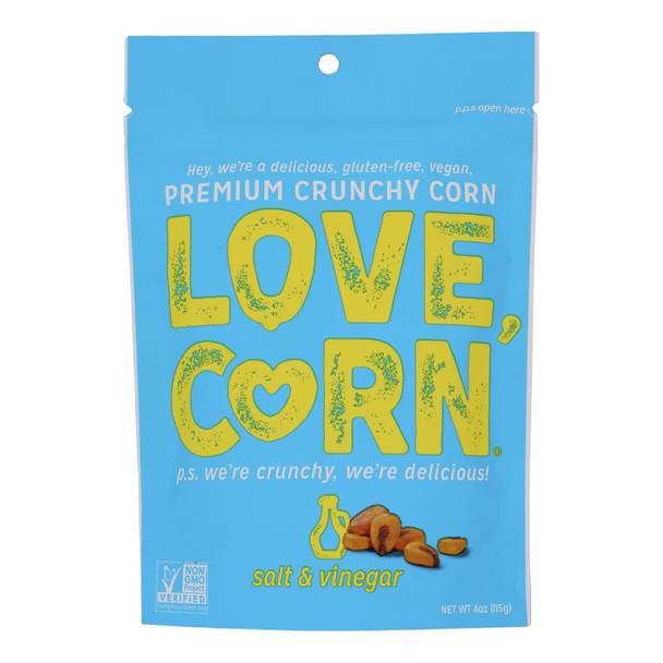 Love Corn - Crunchy Corn Salt & Vinegar - Case Of 12-4 Oz
