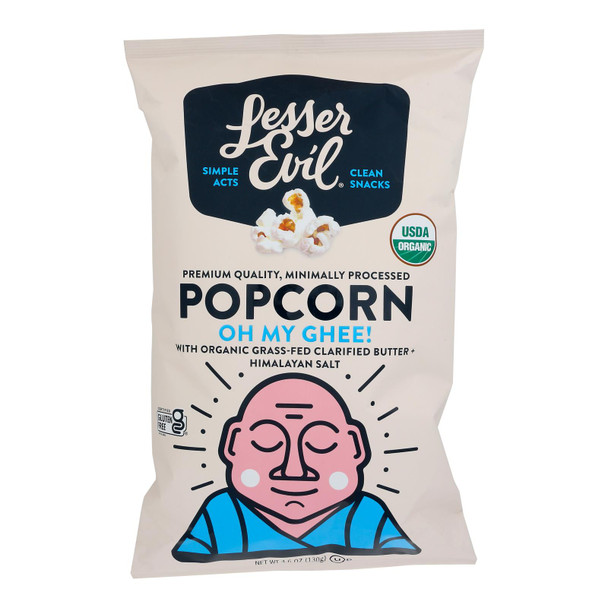 Lesser Evil - Popcorn Oh My Ghee - Case Of 12-4.6 Oz