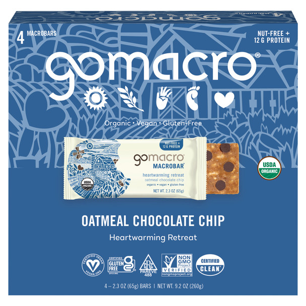 Gomacro - Bar Oatmeal Chocolate Chips - Case Of 7-4/2.3 Oz