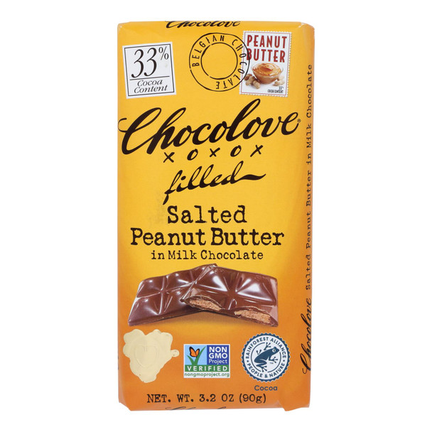 Chocolove - Bar Salt Peanut Butter Fld Milk Chocolate - Case Of 10-3.2 Oz
