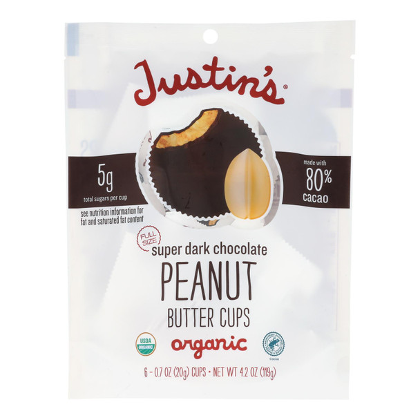 Justin's - Peanut Butter Cup Spr Dark Chocolate - Case Of 6-4.2 Oz