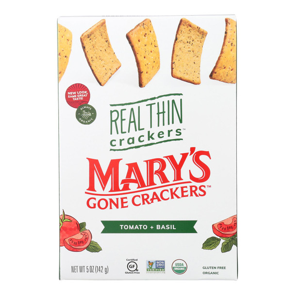 Mary's Gone Crackers - Rl Thn Cracker Tom Basil - Case Of 6-5 Oz