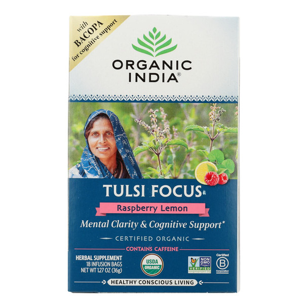 Organic India - Tulsi Focus Raspberry Lemon - Case Of 6-18 Ct