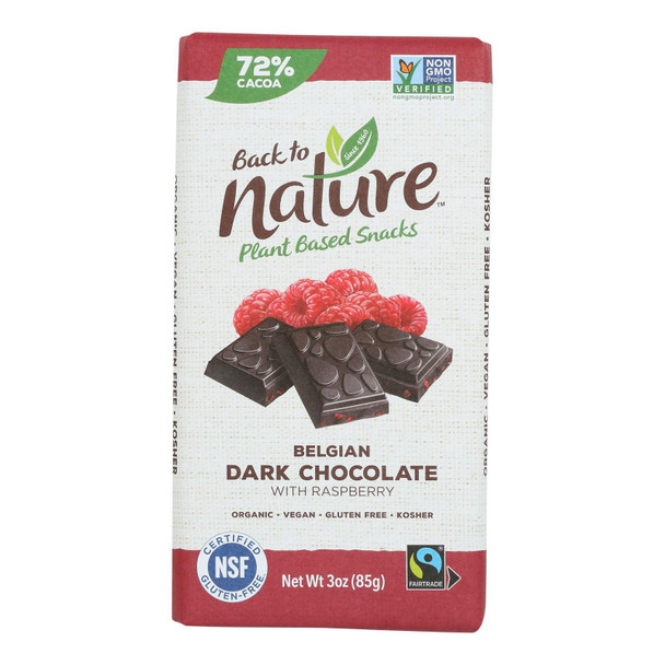 Back To Nature - Bar Dark Chocolate Blgn Rsbry - Case Of 12-3 Oz