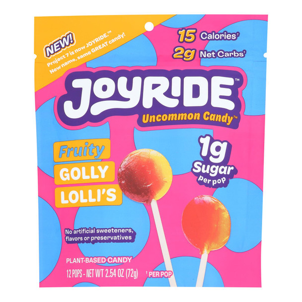 Joy Ride - Golly Lollis Lollipops Fruity - Case Of 12-2.54 Ounces