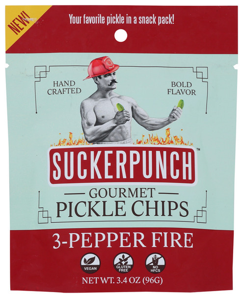 Suckerpunch Pickle Chips 3 Pepper - Case of 12 - 3.400 OZ