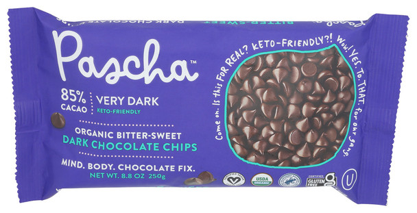 Pascha Choc Baking Chip 85% Caca - Case of 6 - 8.800 OZ