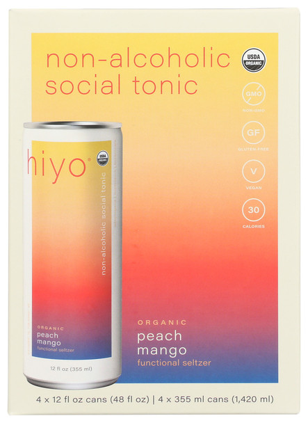 Hiyo Seltzer Peach Mango 4pk - Case of 6 - 48.00 FO