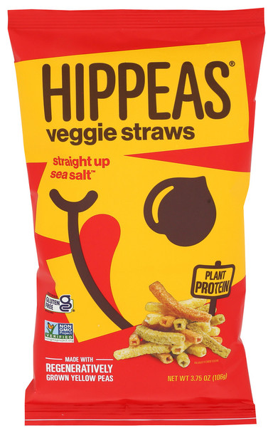 Hippeas Veggie Straw Sea Salt - Case of 12 - 3.750 OZ