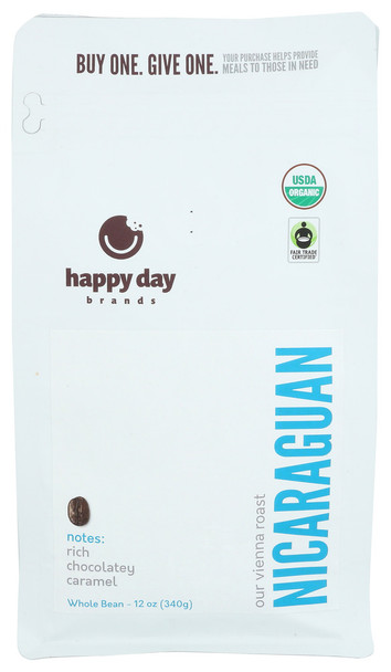 Happy Day Brands Coffee Nicaraguan Whle Bn - Case of 6 - 12.00 OZ