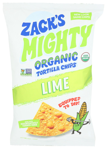 Zacks Mighty Chips Tortilla Lime - Case of 9 - 9.000 OZ