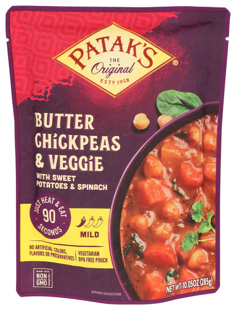 Pataks Meal Rte Butter Chickpea - Case of 6 - 10.05 OZ