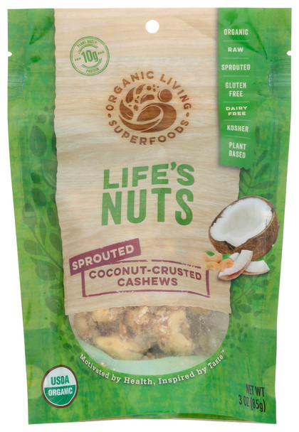Organic Living Superfoods Cashews Coconut Crs - Case of 12 - 3.000 OZ