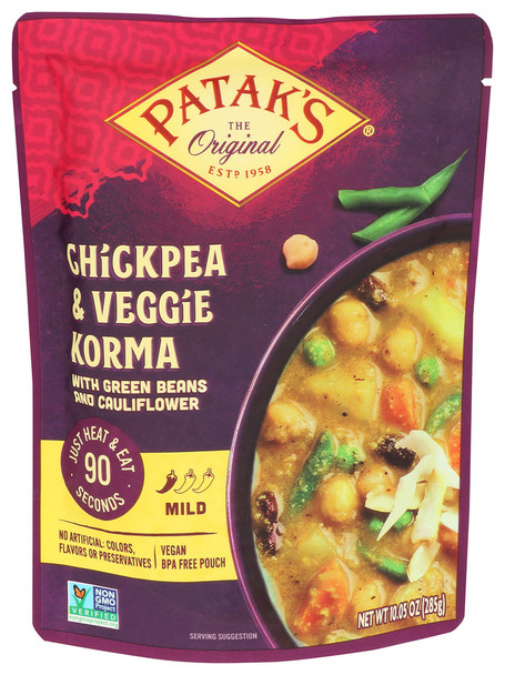 Pataks Meal Rte Korma Chickpea - Case of 6 - 10.05 OZ