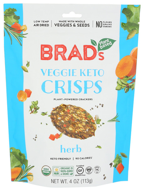 Brads Plant Based Crisp Veggie Herb - Case of 6 - 4.000 OZ
