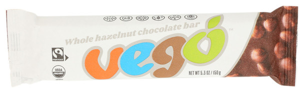Vego Choc Bar Whole Hazelnut - Case of 20 - 5.300 OZ