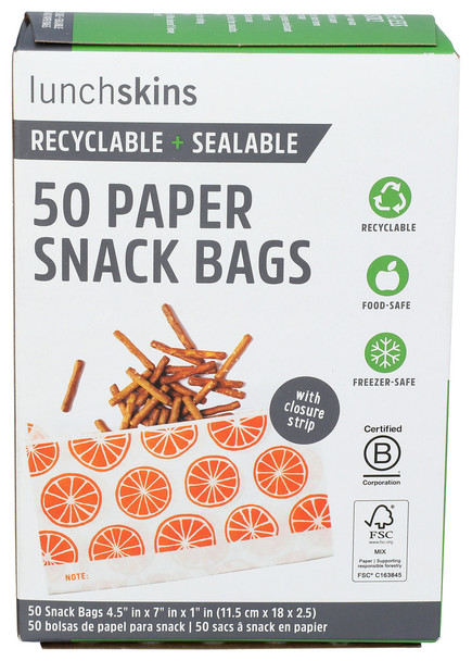 Lunchskins Bag Paper Snack Orange - Case of 12 - 50.00 PC