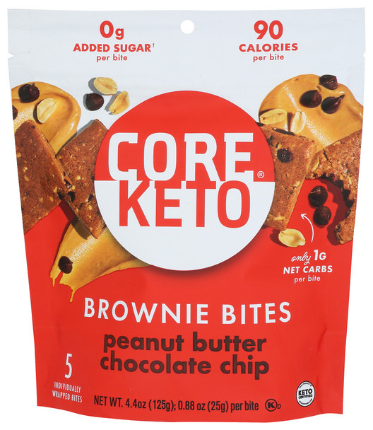 Core Foods Bites Brwni Pb Choc Chip - Case of 6 - 4.400 OZ