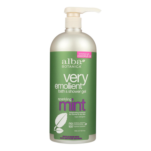 Alba Botanica - Very Emollient Bath And Shower Gel - Sparkling Mint - 32 Fl Oz