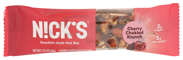 Nicks Bar Snack Cherry Choklad - Case of 12 - 1.410 OZ