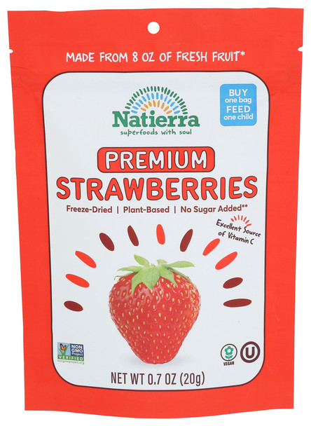Natierra Strawberry Frze Dried Prm - Case of 8 - .700 OZ
