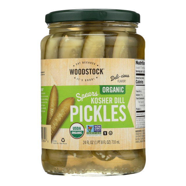 Woodstock Organic Pickles Kosher Dill Whole Case Of 6 24 Oz.