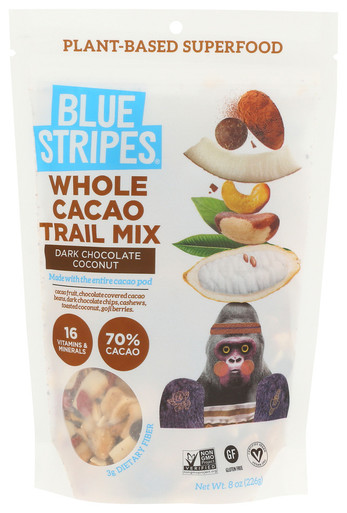 Blue Stripes Trail Mix Whole Cacao - Case of 6 - 8.000 OZ - Pure Modern
