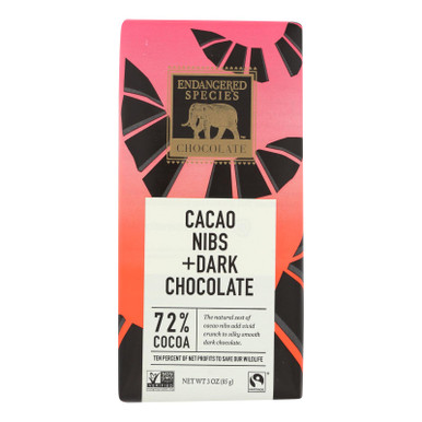 Endangered Species Dark Chocolate Bar Cocoa Nibs (12x3 Oz) main image 0