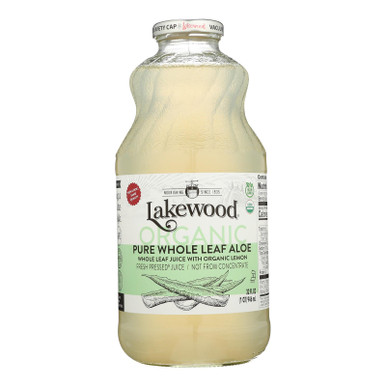 Lakewood Organic Aloe Juice - Whole Leaf - Fresh Pressed - With Lemon - 32  Oz