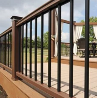 TimberTech Radiance Rail shown with round balusters