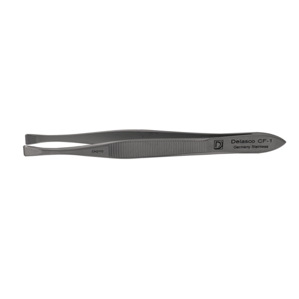 Delasco CF-1 Littauer Cilia Forceps 3.5 in Straight 4mm Wide Jaws